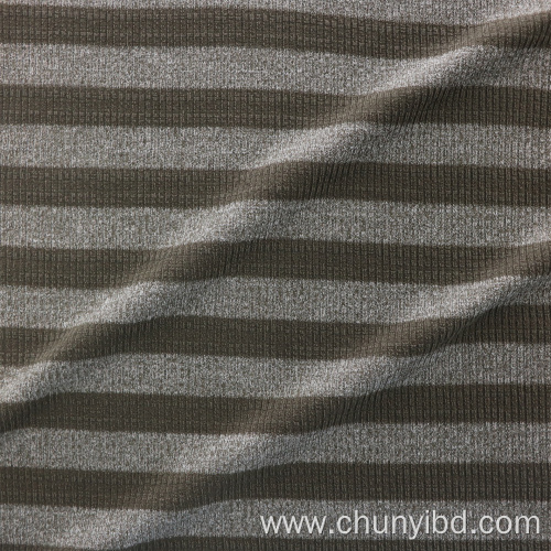 2022 high quality wholesale Stripe Pattern 2x2 Rib Knitted Fabric Polyester Cotton Spandex Mixed Fabrics For clothing